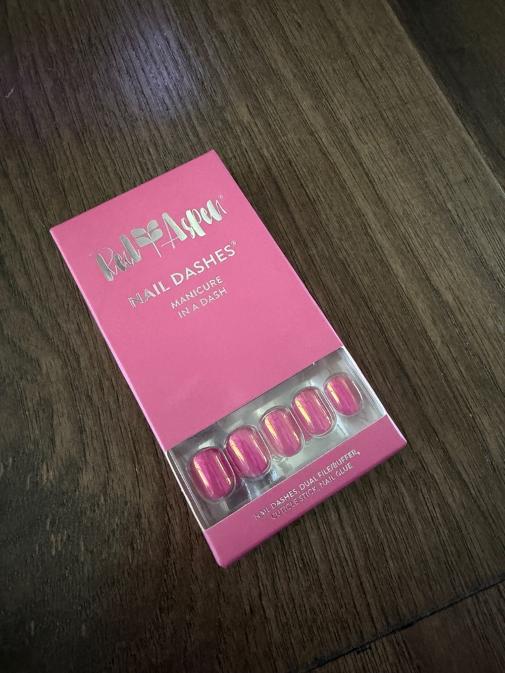 Red Aspen Nail Dashes Pink Press-On Nails  Cecilee Yours